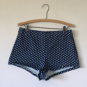 Denim polka dot pin up style shorts